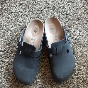 Birkenstock Black Buckle Clogs